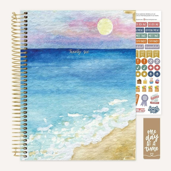 bloom daily planners Hardcover 2026 Planner, 8.5" x 11", Weekly & Monthly Dated Agenda Organizer with Stickers, Coastal Calm