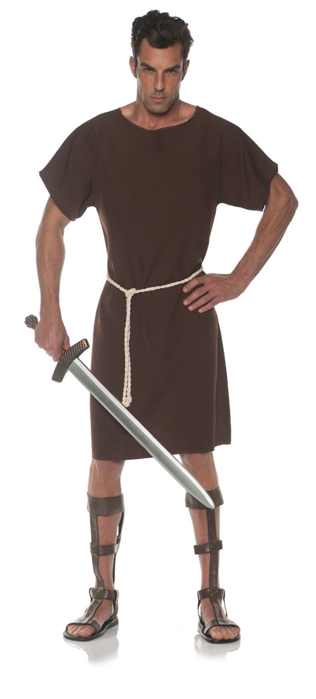 Brown Toga Mens Adult Greek Roman Soldier Halloween Costume - Walmart ...