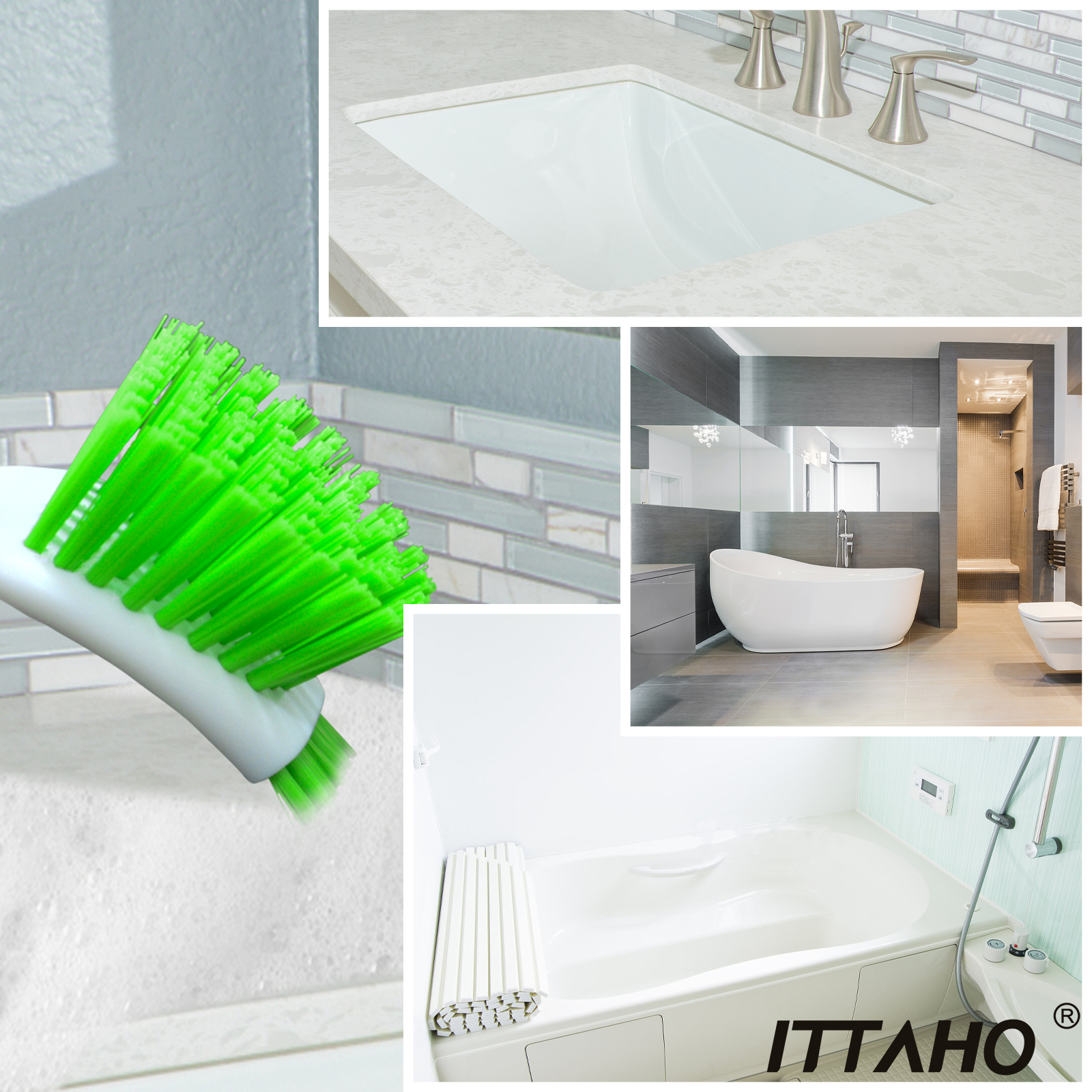 ITTAHO Dish Scrub Brush Set, Double-Sided Bristles, 3 Pack photo 7