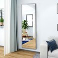 thumbnail image 3 of Xukmct 65"x23" Gray Solid Wood Frame Full Body Mirror Dressing Mirror Floor Mirror, Rectangle Wall Mirror for Clothing Store, Living Room, 3 of 12
