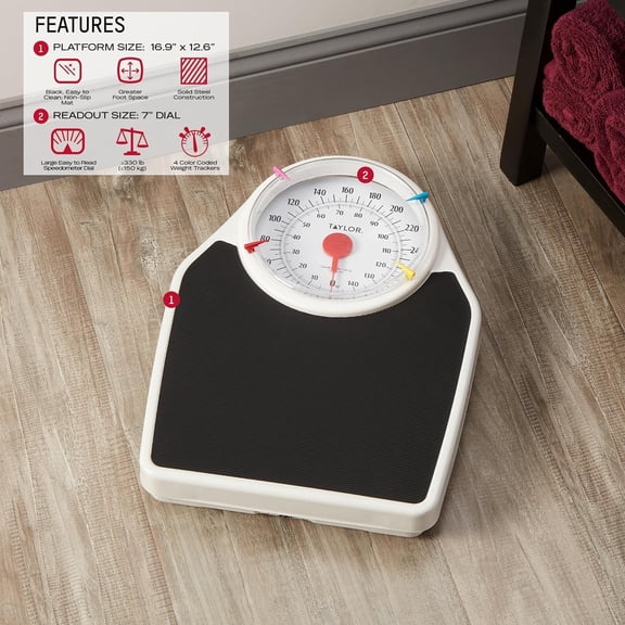 Battery Free Analog Body Weight Scale with Large Dial and Non-Slip Platform for Home Use