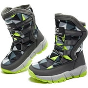 HOBIBEAR Boys Snow Boots Waterproof Outdoor Warm Slip girls Winter Shoes(Size Toddler 5.5-Big Kids 7)