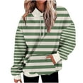 thumbnail image 2 of Idoravan Striped Sweatshirts for Women Oversized Women's Loose Fitting Hooded Long Sleeved Hoodie Sports Top with Frant Pocket Army Green L, 2 of 8