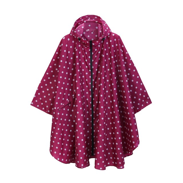 MIASHUI Poncho de Pluie Imperméable avec Capuchon et Fermeture Éclair Imperméable pour Adultes, Rouge, Taille Unique