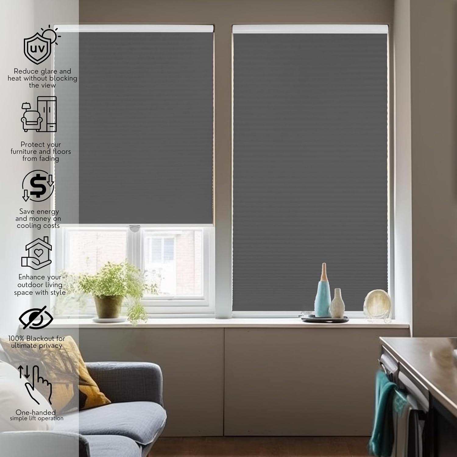 Chicology Steel Cordless Light Filtering Cellular Shades 69.25 in. W x 72 in. L