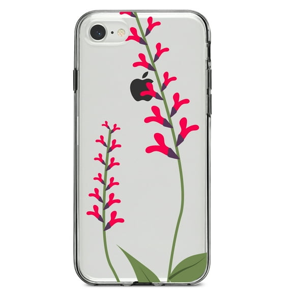 DistinctInk Clear Shockproof Hybrid Case for iPhone 7 8 SE (2020 Model) 4.7" Screen TPU Bumper Acrylic Back Tempered Glass Screen Protector - Wildflowers Hot Pink