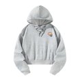 thumbnail image 1 of Sudadera con capucha recortada, estampado de colores ligero, gris de moda para mujer SG, 1 of 8