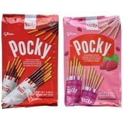 Glico Pocky Chocolate & Strawberry, Family Pack Party Pack, 9 Pack (2 Bags)