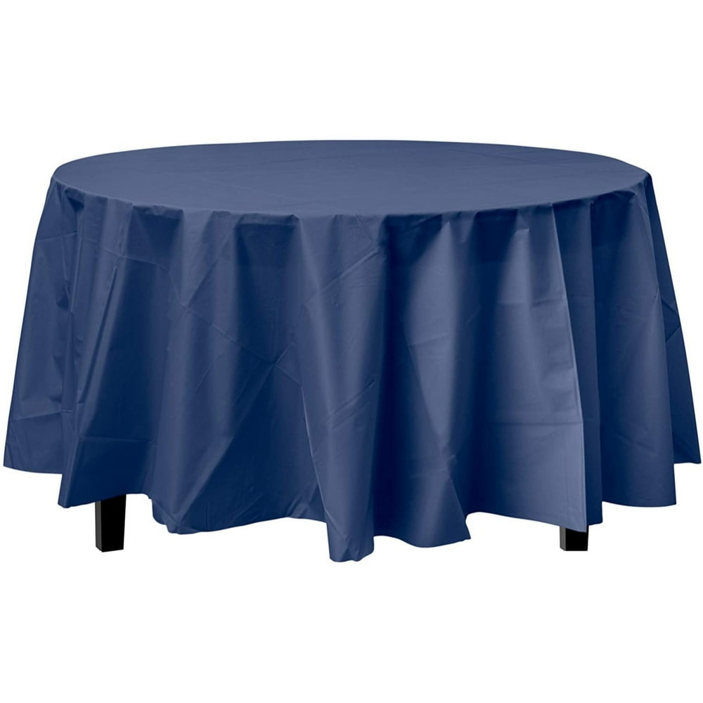Bulk Premium Plastic Disposable 84 inch Round Tablecloth, Navy Blue Round Table Covers - 12 Pack ...