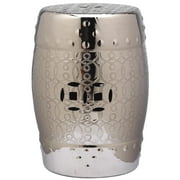 Safavieh Lantana Plated Silver Glazed Ceramic Decorative Garden Stool