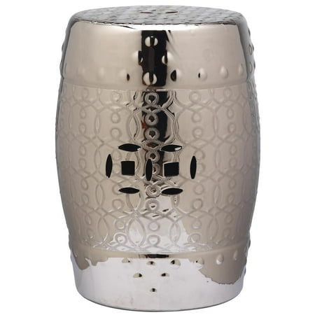 Safavieh Lantana Plated Silver Glazed Ceramic Decorative Garden Stool