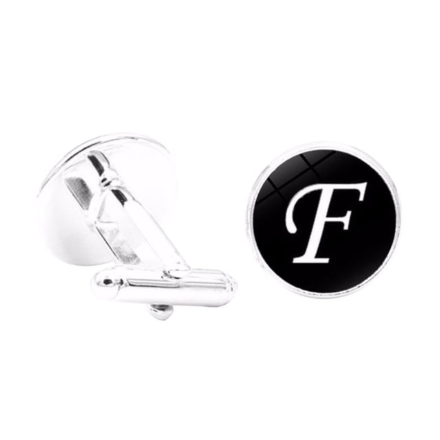 pitrice 1 Pair Men's Letter Cufflink Wedding Formal Initial Alphabet Stainless Steel Cufflink, Letter F