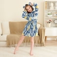 thumbnail image 3 of FORMRS Niños Bathrobe Unisex Hooded Robe Soft Plush Pajamas Sleepwear, Size 2-3T, Retro Plaid Lemon, 3 of 7