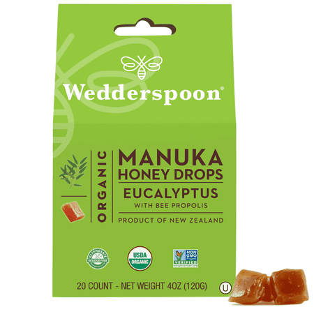 Wedderspoon Organic Manuka Honey Drops Eucalyptus, 20 Count