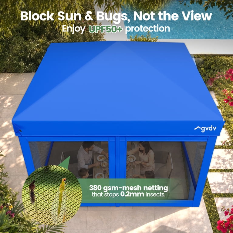 GVDV 10'x10' Canopy Tent with Mosquito Net, Zippered Doors