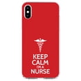 thumbnail image 1 of DistinctInk Clear Shockproof Hybrid Case for iPhone XS Max (6.5" Screen) - TPU Bumper, Acrylic Back, Tempered Glass Screen Protector - Red White "Keep Calm I'm a Nurse" - Show Your Support for Nurses, 1 of 5