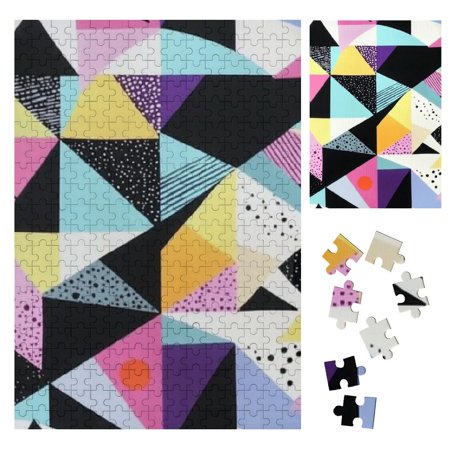 Palnkart Colorful Pattern Geometric Shapes Vertical Impossible Wooden Puzzle Gift for Family and Friends 300PCS
