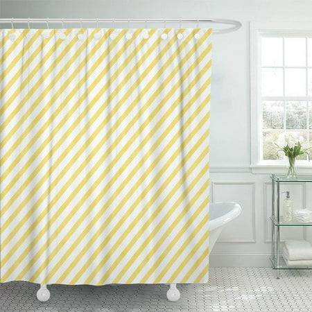 Yellow Stripe Shower Curtain - PKNMT White Light Yellow Striped Pattern That Is Repeats Pastel Vintage Abstract Chic Bathroom Shower Curtain 66x72 inch