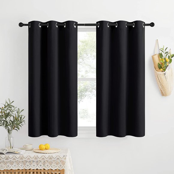 AIR-Room Darkening Curtains for Living Room, Energy Smart Privacy Window Curtains Drapes Durable Rustproof Grommet Panels for Bedroom Laundry, W42 x L54 inch, Black, Set of 2