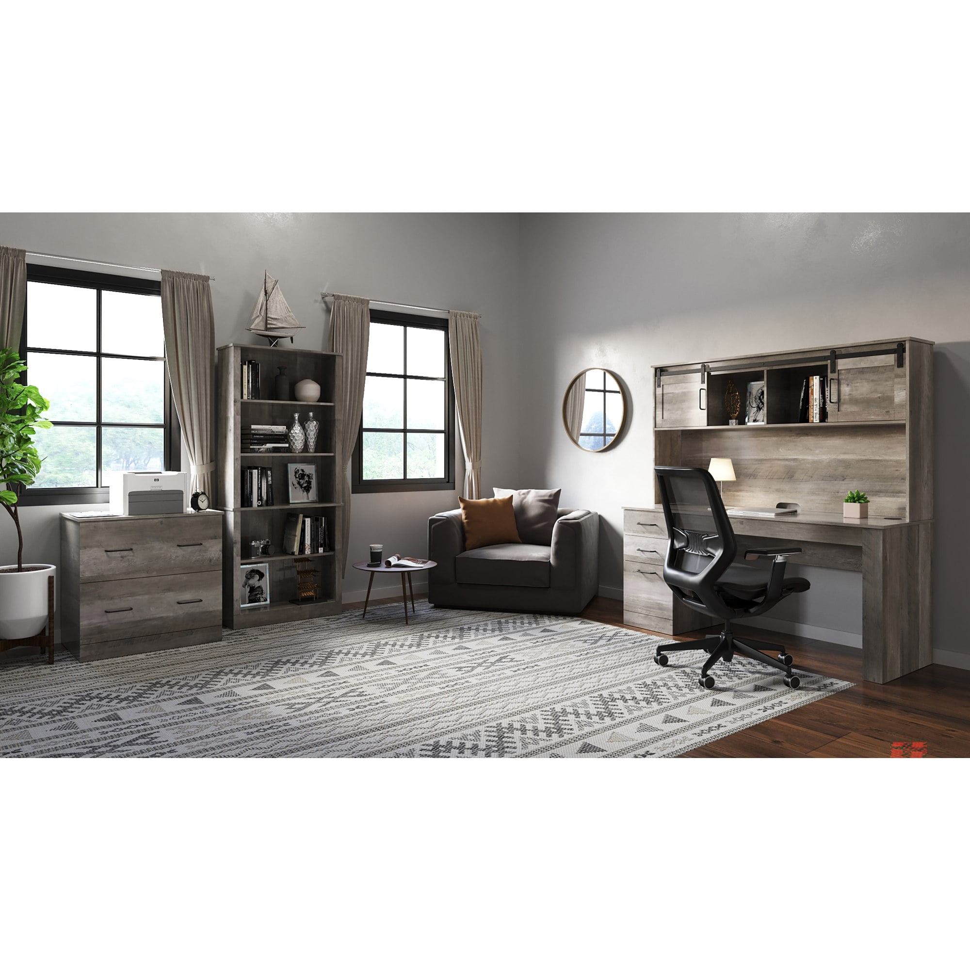 Realspace® Peakwood 30-1/2"W x 21-4/5"D Lateral 2-Drawer File Cabinet, Smoky Brown