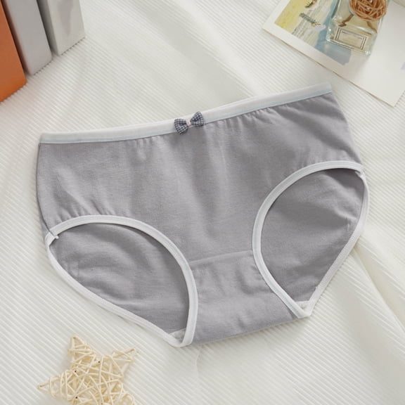 Gapacks Women's Plus Size Cotton Briefs, XL Blue Panties with Bow, Soft Breathable, Daily Wear, Single Pack