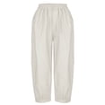 thumbnail image 4 of fartey Cotton Linen Capri Pants for Women with Pockets Elastic High Waist Harem Pants Baggy Solid Color Breathable Lounge Trousers, 4 of 6