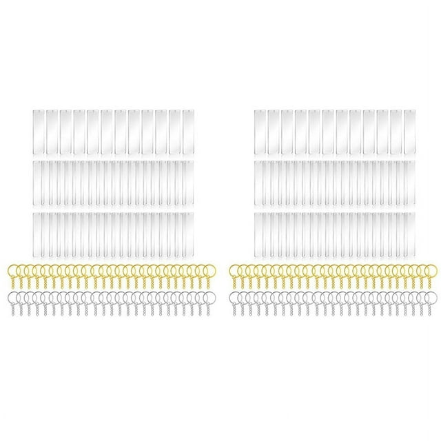 300Pcs Acrylic Keychain Blank with Rings for Vinyl, Clear Key Chains Rectangle Acrylic Blanks for DIY Crafts and Project