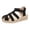 Black, variant on Women's Wedge Espadrilles Closed Toe Caged Platform Sandals Stretch Strap Slip on Beach Shoes Non Slip Walking Shoes Brown Size 6.5