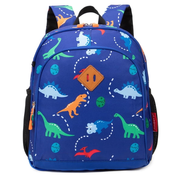 Mochila JinBeryl para niños pequeños, dinosaurio, 12 pulgadas, poliéster azul