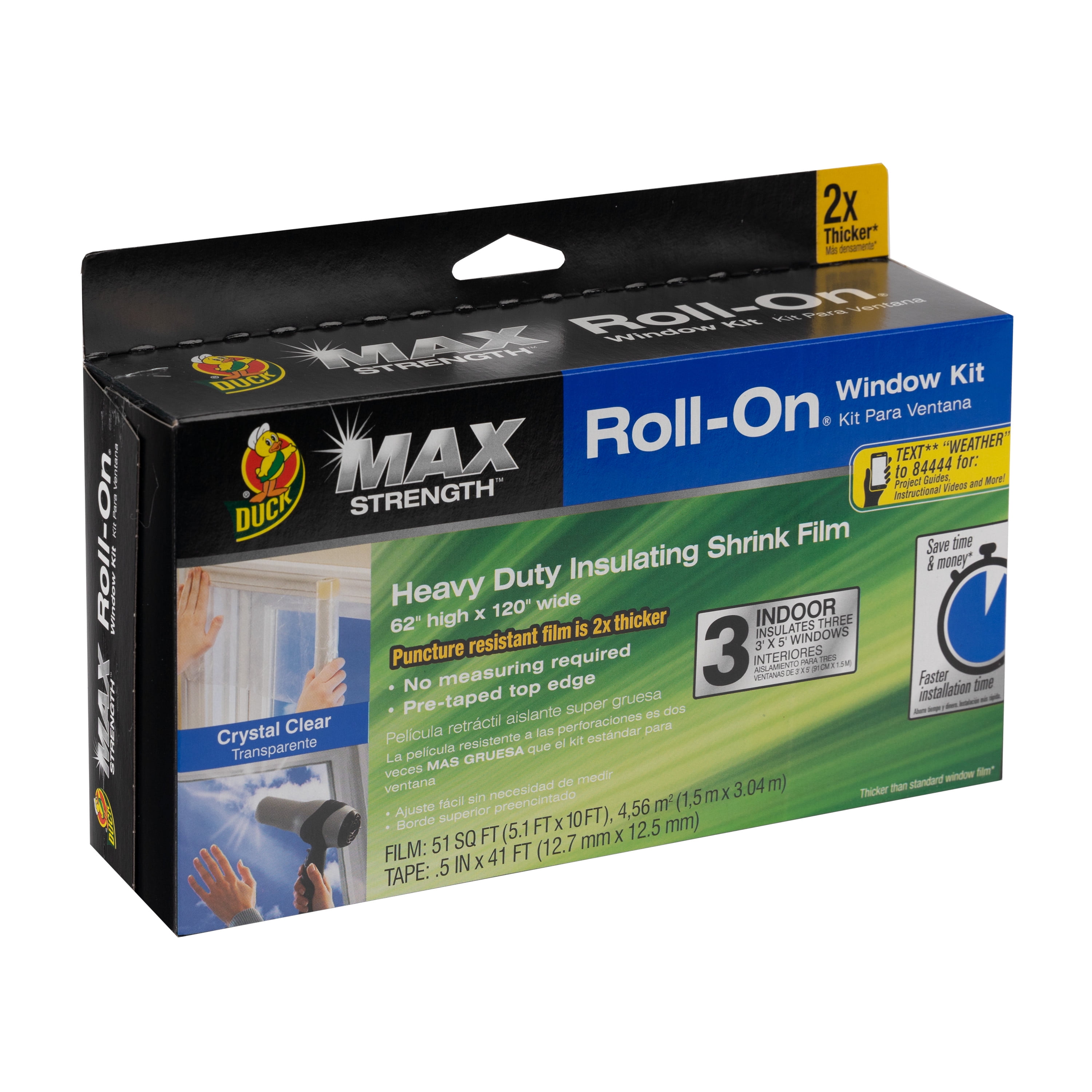 Duck Max Strength Clear Roll On Window Insulation Kits 3 Pack 62 In X 1 In Walmart Com