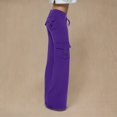 thumbnail image 5 of Girls Wide Leg Cargo Pants Size 10-12 Drawstring High Waist Sweat Pants Flap Pocket Hiking Trousers 7T, 5 of 6
