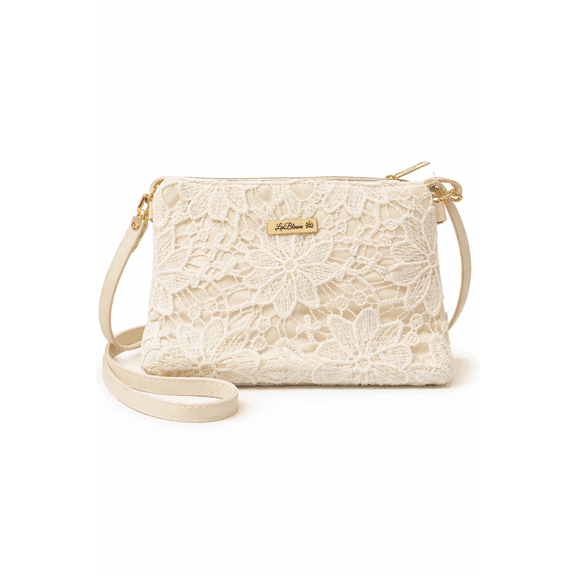 LwBloom Desert Glow Woven Shoulder Crossbody Bag – Beige Women’s Purse, Elegant Floral Handbag with Adjustable Strap, Lightweight Small Fashion Purse for Weddings, Travel & Everyday Use