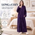 thumbnail image 6 of Robes for Women, LOFIR Long Womens Robes, Cozy Soft Fluffy Fleece Front Zipper Robe, Warm Plush Winter Bathrobe with Side Pockets, Purple, M, 6 of 8