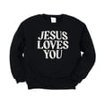 thumbnail image 7 of Jesus Loves You Sweatshirt for Women - Christian Faith Easter Church Distressed Pullover Black Sweatshirt Adult Medium, 7 of 7
