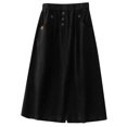 thumbnail image 3 of Bovxnpu Plus Size Skirts For Women, Womens Long Maxi Skirts High Waist A Line Casual Skirts, Casual Loose High Waisted Mid Length Pleated Split Button Pocket Skirt XL, 3 of 8