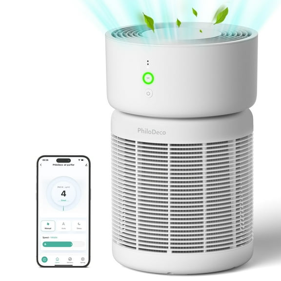 PhiloDeco  HEPA  Air Purifier for Large Room Up to 3500 sq ft,Smart Purifier for Allergies and Asthma with PM2.5 Air Quality Monitor, Smart WiFi, Auto Mode, Sleep Mode for Pets, Dust, Pollen