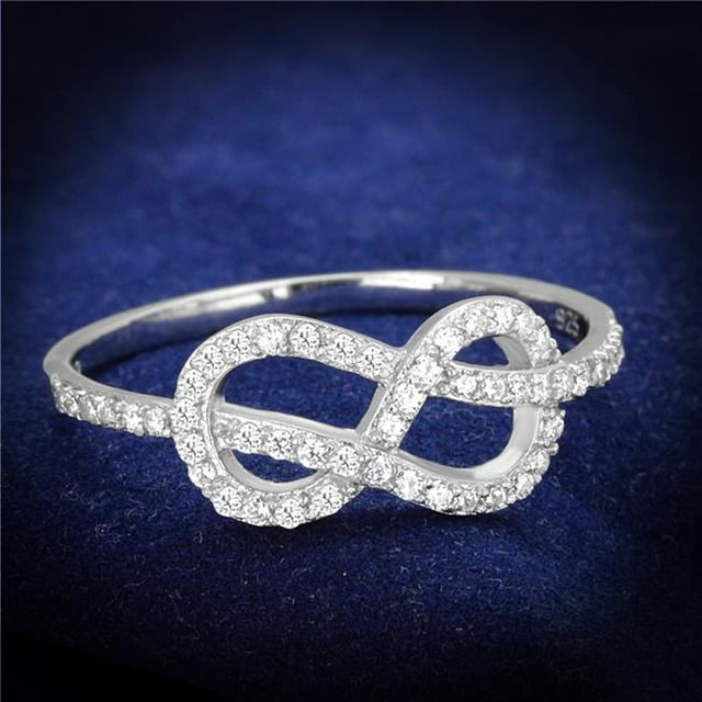 Alamode TS360-7 Women Rhodium 925 Sterling Silver Ring with AAA Grade CZ in Clear - Size 7