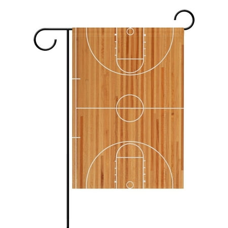 Pallet Outdoor Furniture Plans POPCreation Basketball Court Floor Plan On Parquet Background Polyester Garden Flag Outdoor Flag Home Party Garden Decor 28x40 inches ()