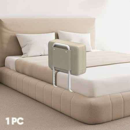 Kidsbuddy 23.6" Toddler Bed Rails Guard Foldable Portable Kids Bed Rail 5 Hole Height Adjustable Bed Rails for Toddlers, 1PC, Beige