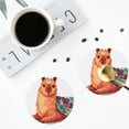 thumbnail image 4 of Honeii Cozy Knitting Llama Print Leather Coaster Set of 4, Ideal for Safeguarding Your Furniture from Drinks Spills and Effortless Cleanup-Round Shape, 4 of 6