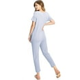 thumbnail image 4 of Wasabi & Mint Womens V-Neck Short Sleeve Comfy Onesie Jumpsuit (S, Black), 4 of 4