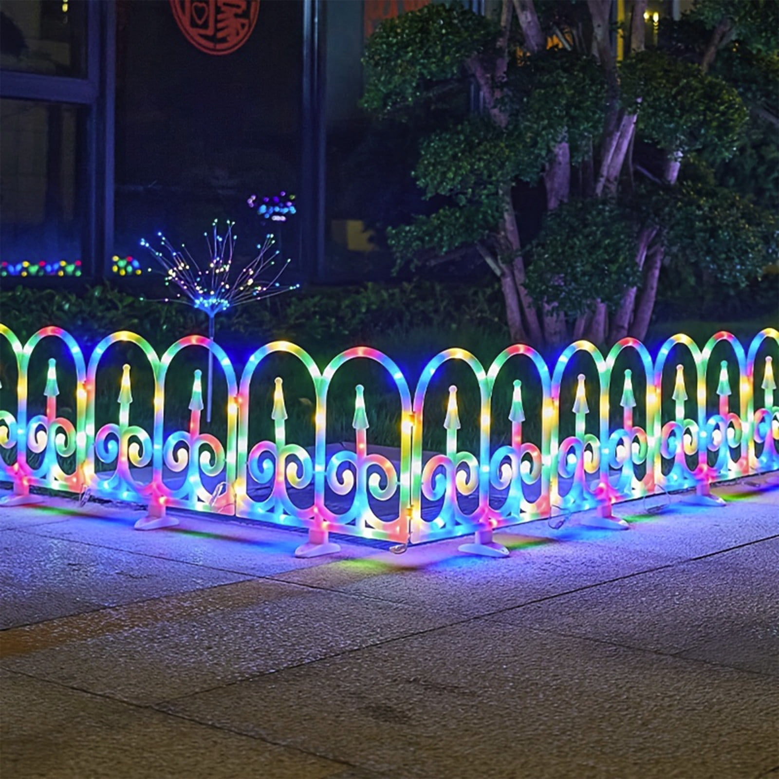 CSSAD RGB Outdoor Ground Lights, Solar Fence Lights Pathway Lights, Waterproof Walkway Lighting, Gardening Decorative Light for Yard Lawn Patio Best for Holiday Party