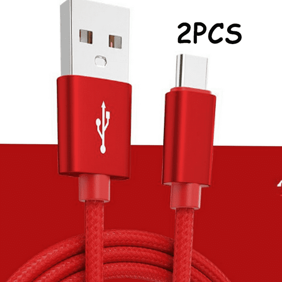 GJX 2Pcs Usb Cable,Charging and Data Transfer Micro Usb Cable,Simultaneously Transfer 1Gb Movie Usb Type C Cable,Red,3Ft