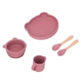thumbnail image 3 of Ensemble, Assiette en Silicone Souple Bol Tasse Fourchette Cuillère, pour Sevrage Forme d'Ours Mignon, 3 of 8