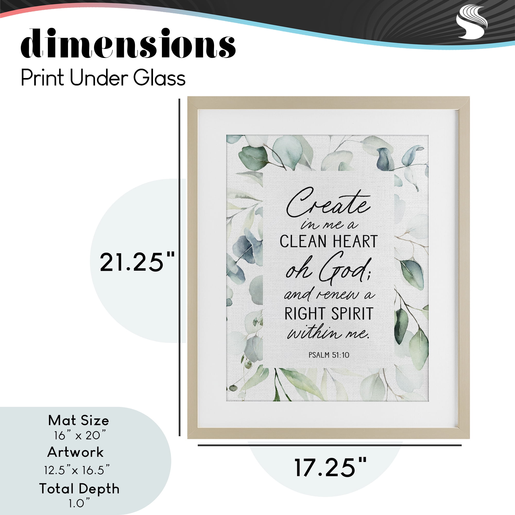 Clean Heart & Right Spirit Birch Framed Print Under Glass, design by Lettered and Lined