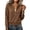 #Brown 1, variant on Women Bomber Jacket Solid Stand Collar Zip Up Textured Long Sleeve Pockets Casual Outerwear