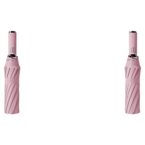Paraguas plegable automático Billuyoard a prueba de viento impermeable rayas reflectantes Sin LED Rosa