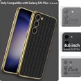 thumbnail image 2 of Compatible Samsung Galaxy S23 Plus Leather Case,Woven Pattern Electroplate Leather with Plating Soft Silicone Shockproof Case with Camera Protection Bumper for Galaxy S23 Plus Phone Case Black, 2 of 14