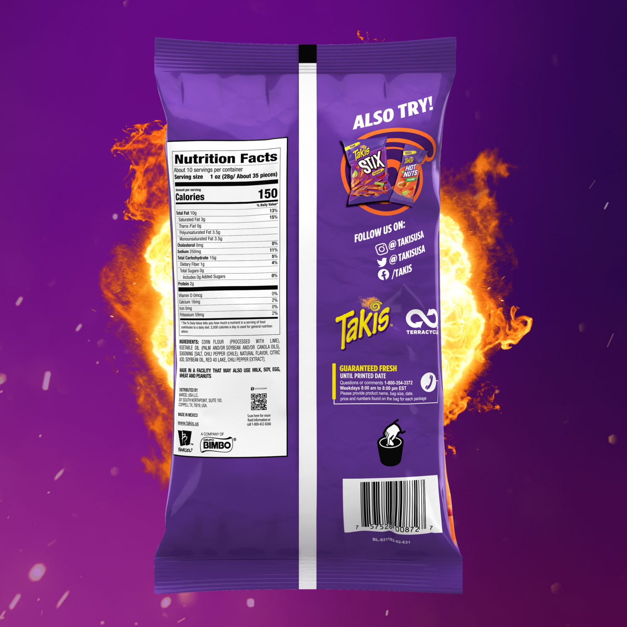 Takis Flare Stix 9.9 oz Sharing Size Bag, Chili Pepper & Lime Corn Snack Sticks