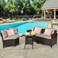 thumbnail image 2 of Gymax 4PCS Patio Furniture Set Outdoor Rattan Sectional w/ Cushioned Sofa Table, 2 of 10
